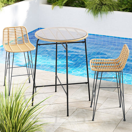 Scarborough Point 3 Piece Outdoor Bar Set, Brown and Black
