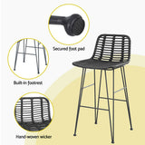 Gardeon Outdoor Wicker Bar Set Spacious Bar Table and Two Stools — Allure Home Collections