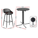 Gardeon 3 Piece Outdoor Bar Set Black Table and Stools — Allure Home Collections