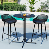 Gardeon 3 Piece Outdoor Bar Set Black Table and Stools — Allure Home Collections