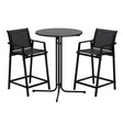 Gardeon 3 Piece Outdoor Bar Set Steel Table and Stools Black — Allure Home Collections