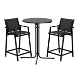 Gardeon 3 Piece Outdoor Bar Set Steel Table and Stools Black — Allure Home Collections