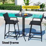 Gardeon 3 Piece Outdoor Bar Set Steel Table and Stools Black — Allure Home Collections