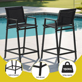 Gardeon 3 Piece Outdoor Bar Set Steel Table and Stools Black — Allure Home Collections
