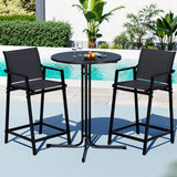 Gardeon 3 Piece Outdoor Bar Set Steel Table and Stools Black — Allure Home Collections