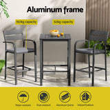 Gardeon 3 Piece Outdoor Aluminium Bar Set Stools and Table Black — Allure Home Collections