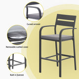 Gardeon 3 Piece Outdoor Aluminium Bar Set Stools and Table Black — Allure Home Collections