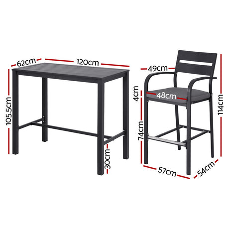 Gardeon 5 Piece Outdoor Aluminium Bar Set Table and Stools — Allure Home Collections