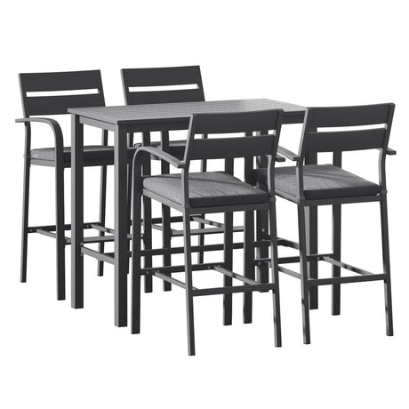Gardeon 5 Piece Outdoor Aluminium Bar Set Table and Stools — Allure Home Collections