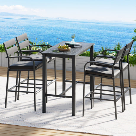 Gardeon 5 Piece Outdoor Aluminium Bar Set Table and Stools — Allure Home Collections