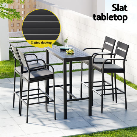 Gardeon 5 Piece Outdoor Aluminium Bar Set Table and Stools — Allure Home Collections