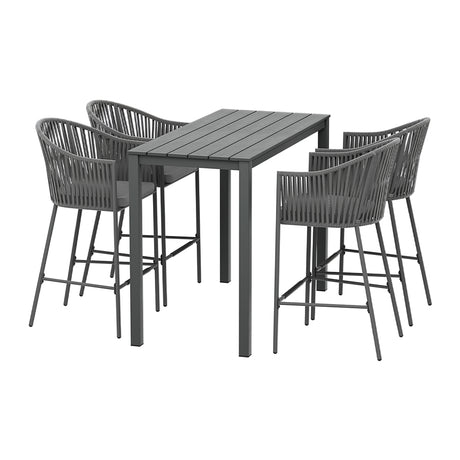 Gardeon 5 Piece Outdoor Bar Set Rope Chairs and Dining Table — Allure Home Collections