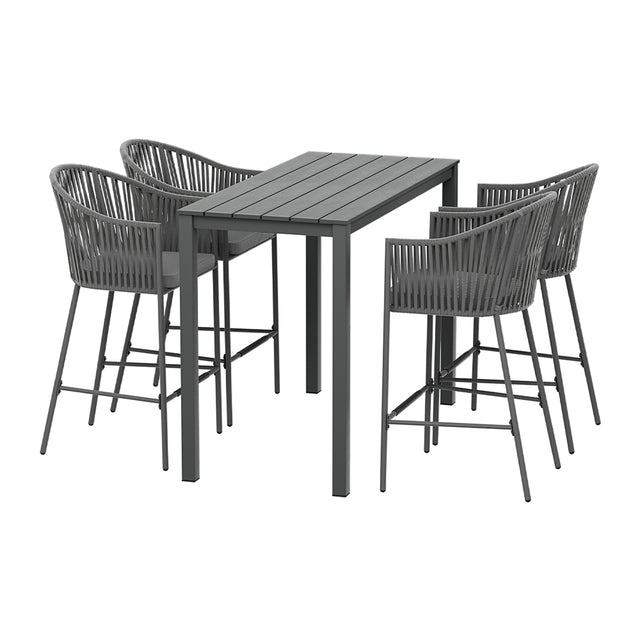 Gardeon 5 Piece Outdoor Bar Set Rope Chairs and Dining Table — Allure Home Collections