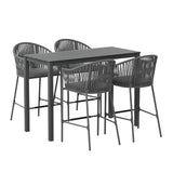 Gardeon 5 Piece Outdoor Bar Set Rope Chairs and Dining Table — Allure Home Collections