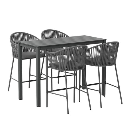 Gardeon 5 Piece Outdoor Bar Set Rope Chairs and Dining Table — Allure Home Collections