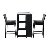 Gardeon 3 Piece Outdoor Bar Set Wicker Table and Stools — Allure Home Collections