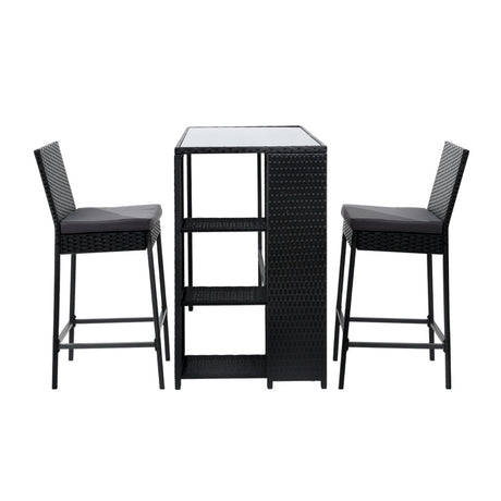 Gardeon 3 Piece Outdoor Bar Set Wicker Table and Stools — Allure Home Collections