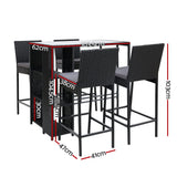 Gardeon 5 Piece Outdoor Bar Set Wicker Table Stools and Dining Chairs — Allure Home Collections