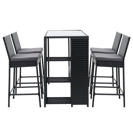 Gardeon 5 Piece Outdoor Bar Set Wicker Table Stools and Dining Chairs — Allure Home Collections