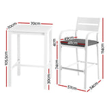 Gardeon 3 Piece Outdoor Aluminium Bar Set Table and Stools — Allure Home Collections