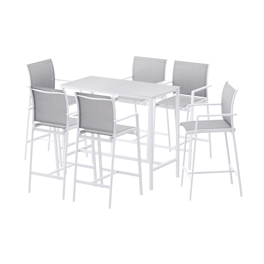 Mount Coolum 7 Piece Outdoor Bar Set, White