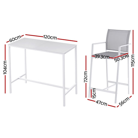 Mount Coolum 7 Piece Outdoor Bar Set, White