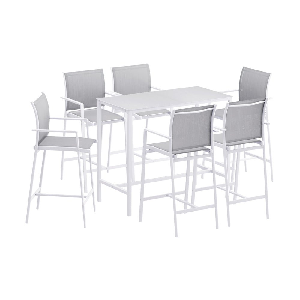 Mount Coolum 7 Piece Outdoor Bar Set, White