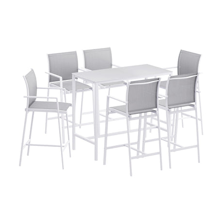 Mount Coolum 7 Piece Outdoor Bar Set, White