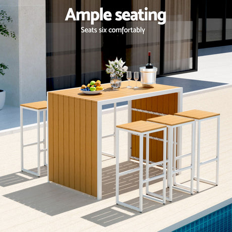 Robina 7 Piece Outdoor Bar Set, Brown
