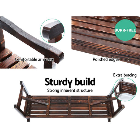Numinbah 3 Seater Outdoor Bench, Charcoal Timber