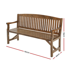Pyree rustic wooden garden bench seating three in fir wood in a garden