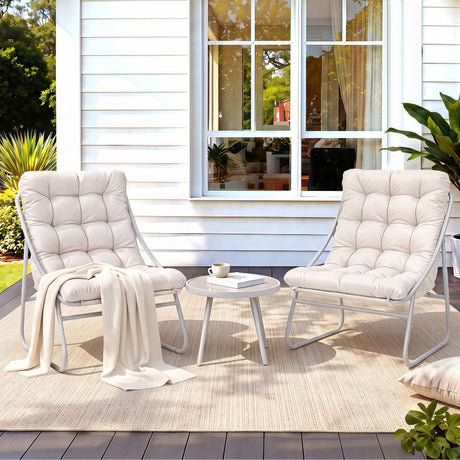 Outdoor Bistro Set 3 Piece Steel Table And Chairs Khaki