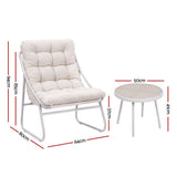 Outdoor Bistro Set 3 Piece Steel Table And Chairs Khaki
