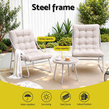 Outdoor Bistro Set 3 Piece Steel Table And Chairs Khaki
