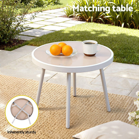 Outdoor Bistro Set 3 Piece Steel Table And Chairs Khaki