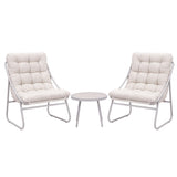 Outdoor Bistro Set 3 Piece Steel Table And Chairs Khaki