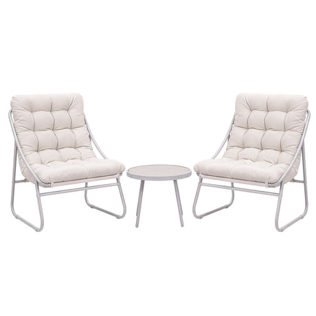 Outdoor Bistro Set 3 Piece Steel Table And Chairs Khaki