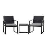 Gardeon 3 Piece Outdoor Wicker Bistro Set Table and Chairs with Cushions Black — Allure Home Collections
