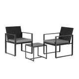 Gardeon 3 Piece Outdoor Wicker Bistro Set Table and Chairs with Cushions Black — Allure Home Collections