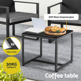 Gardeon 3 Piece Outdoor Wicker Bistro Set Table and Chairs with Cushions Black — Allure Home Collections