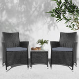 Gardeon 3PC Curved Wicker Bistro Set