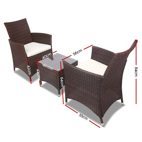 Ball Bay 3 Piece Bistro Set, Brown