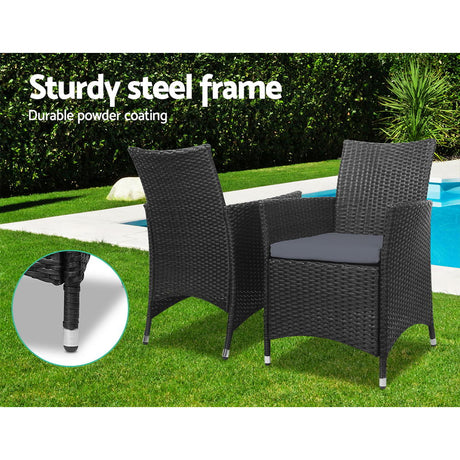 Cardwell 3 Piece Outdoor Bistro Set, Black