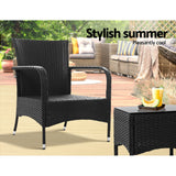 Manly 3 Piece Outdoor Lounge Set, Black