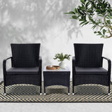 Manly 3 Piece Outdoor Lounge Set, Black