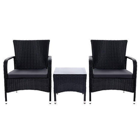 Manly 3 Piece Outdoor Lounge Set, Black