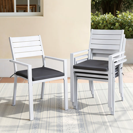 Bingie Stackable Outdoor Dining Chair White