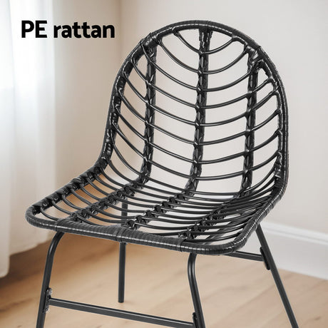 Gardeon Black Wicker Outdoor Chair Set