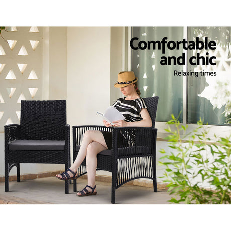 Kiah Wicker Lounge Chair Black