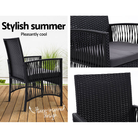 Kiah Wicker Lounge Chair Black